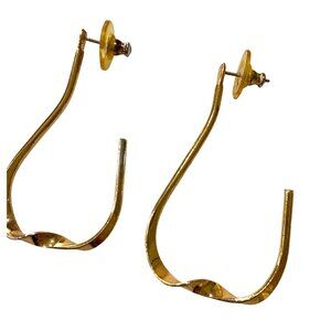 Alexis Bittar Style Unusual Gold Tone Pierced Twisted Hoop Earrings